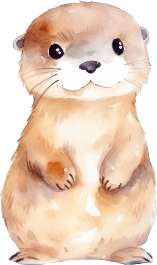 Cute Otter Watercolor Illustration